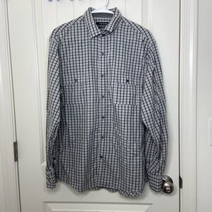NWOT AXIST men’s gray‎ black checkered plaid slim fit button down collared shirt